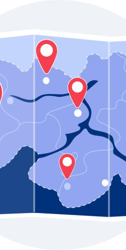 cartographie avec plusieurs points d'intérêt